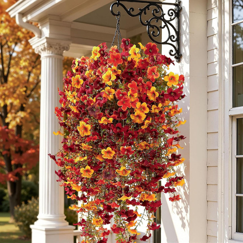 4 Pcs Upgrade Big Artificial Hanging Fall Flowers for Outdoors Decorations