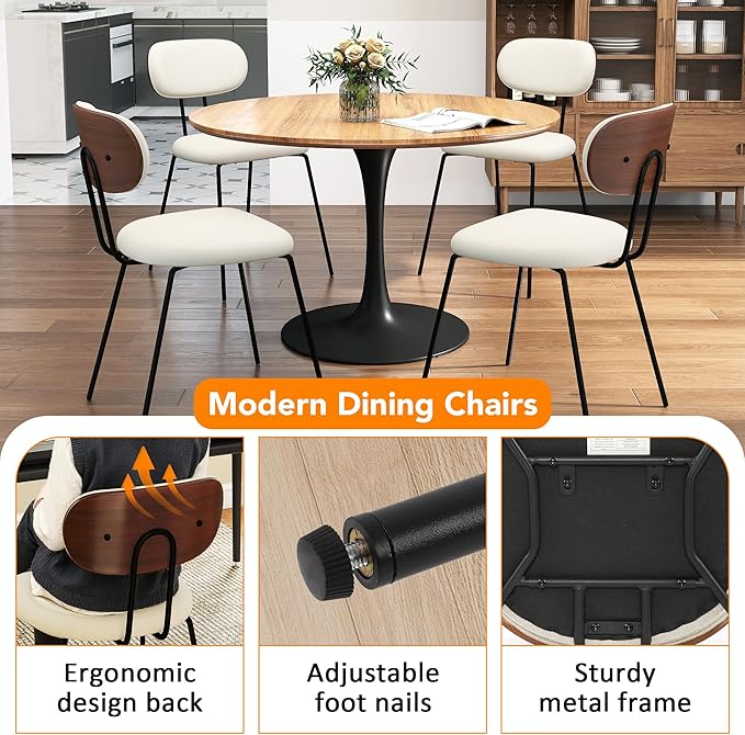 LSSPAID Dining Chairs Set of 4, Linen Fabric Upholstered Dining Room Chairs w...