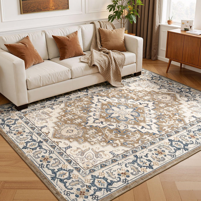 Lessymo 5x7 Area Rug for Living Room Machine Washable Super-Soft Rugs Brown
