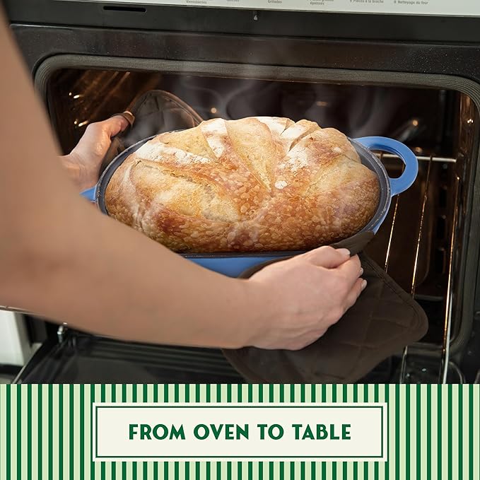 Enameled Cast Iron Bread Oven 2 Qt, Non-Stick Single Loaf Cast Iron Bread Pan