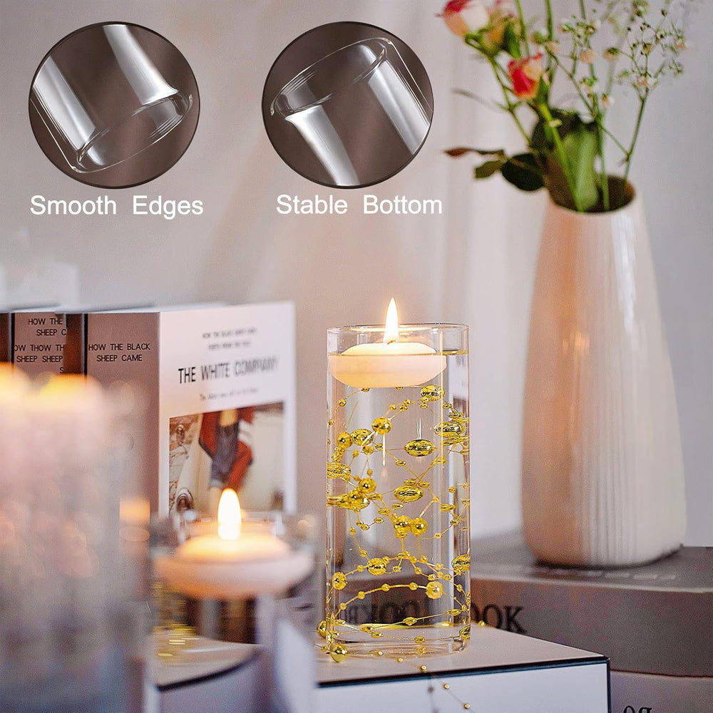 UDU 12 Set Glass Vases for Centerpieces with 24 White Floating Candles 80000 ...