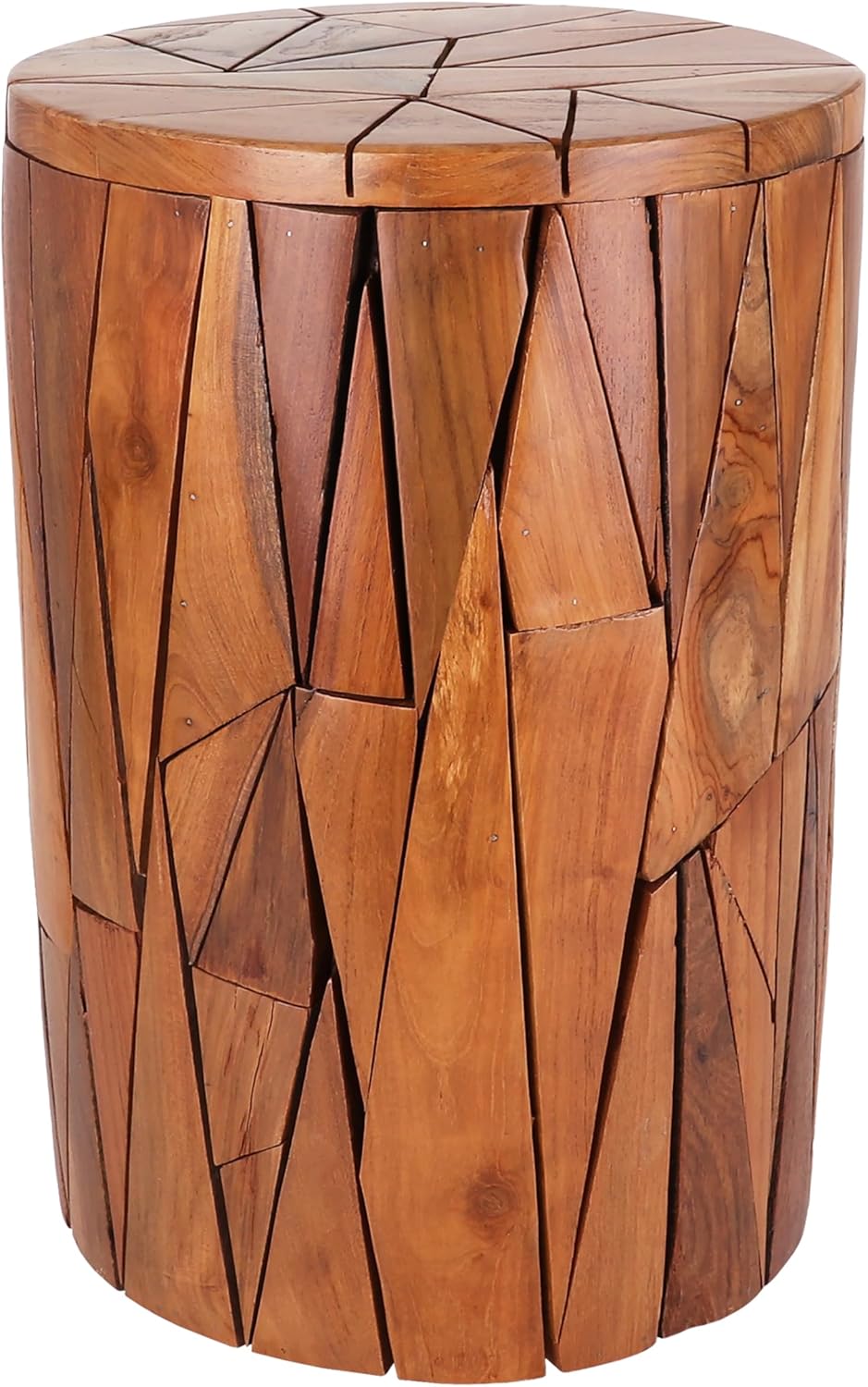 Teak Garden Stool - Rustic Farmhouse Side Table/Patio Side Table - Indoor Out...