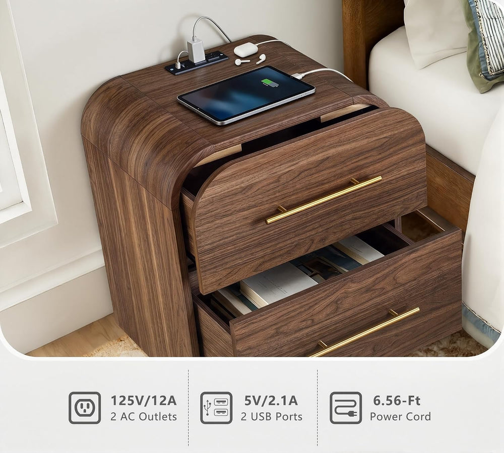 63" Wide 9 Drawer Dresser and Nightstand Set 3 Piece, Walnut