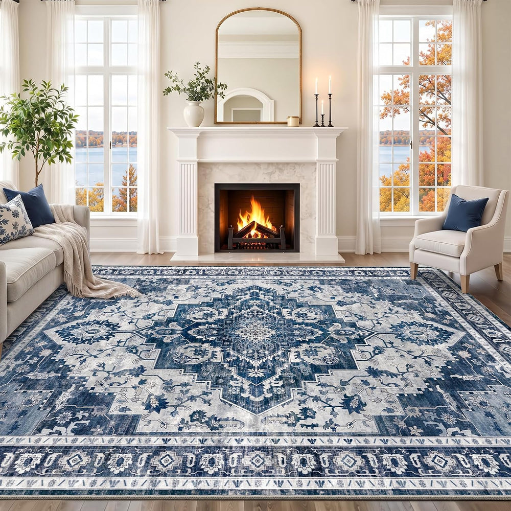 8x10 Area Rugs Living Room Rug: Soft Vintage Washable Rug