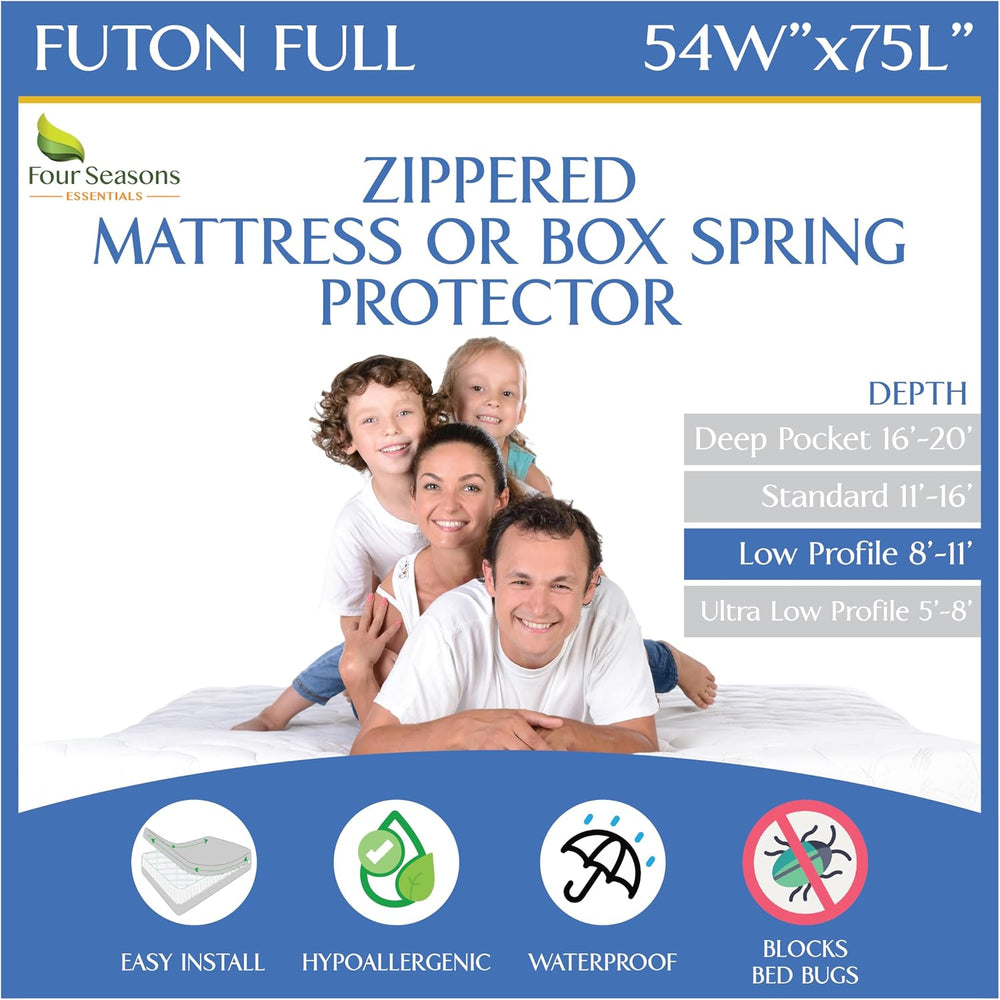 Futon Full Mattress Protector (54" x 75") Waterproof Zippered Encas...