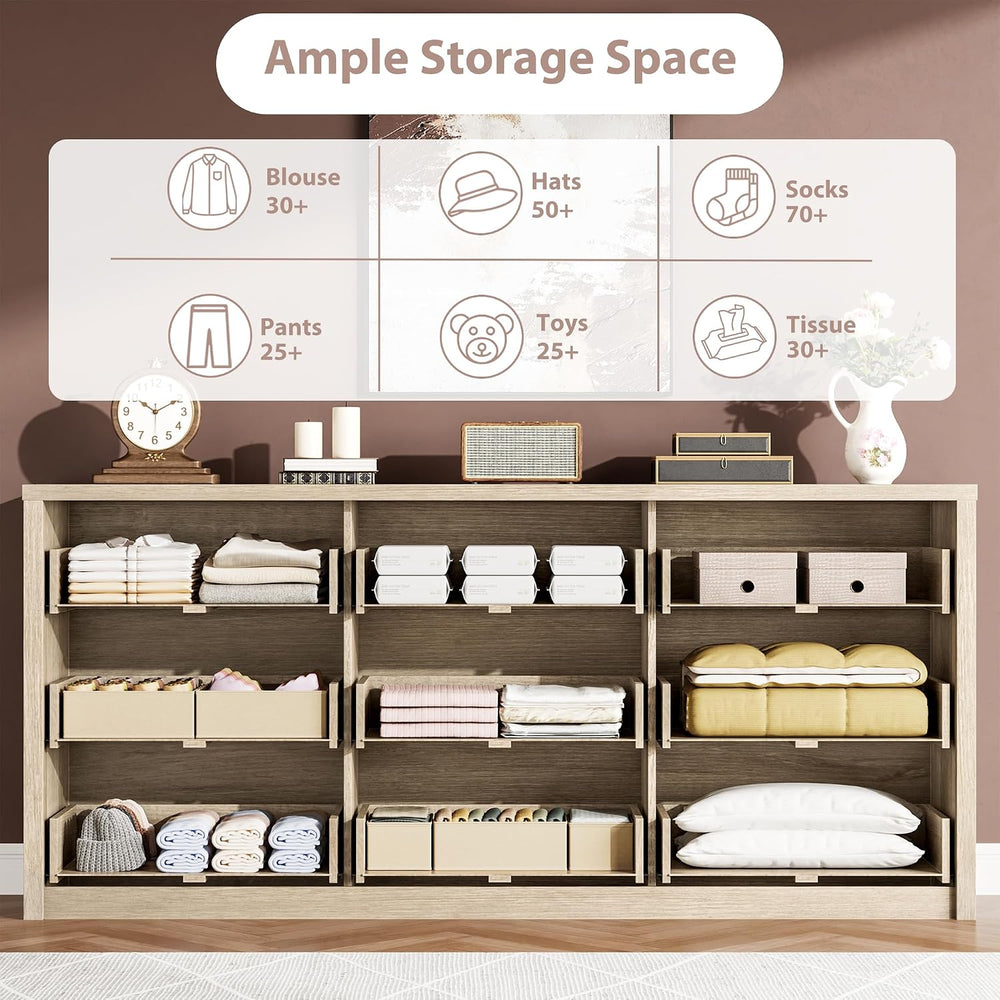Garvee 9 Drawer Dresser for Bedroom, Wide Chest of Drawers Handle Free