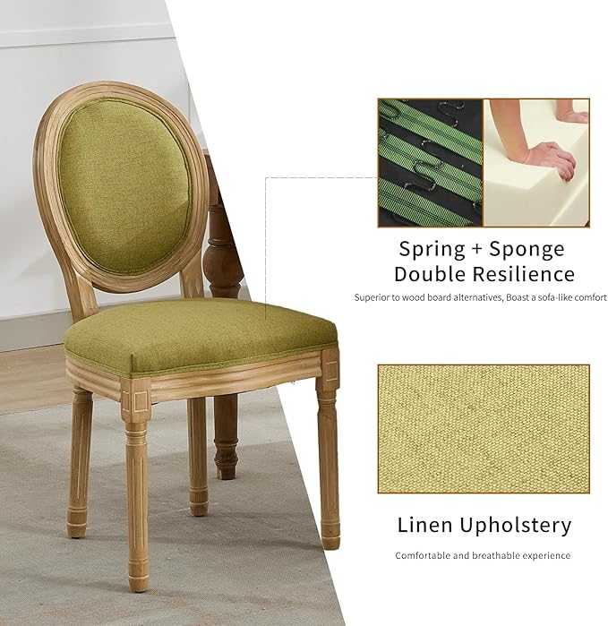 French Country Dining Chairs Set of 8, Olive Green Kitchen & Dining Room ...