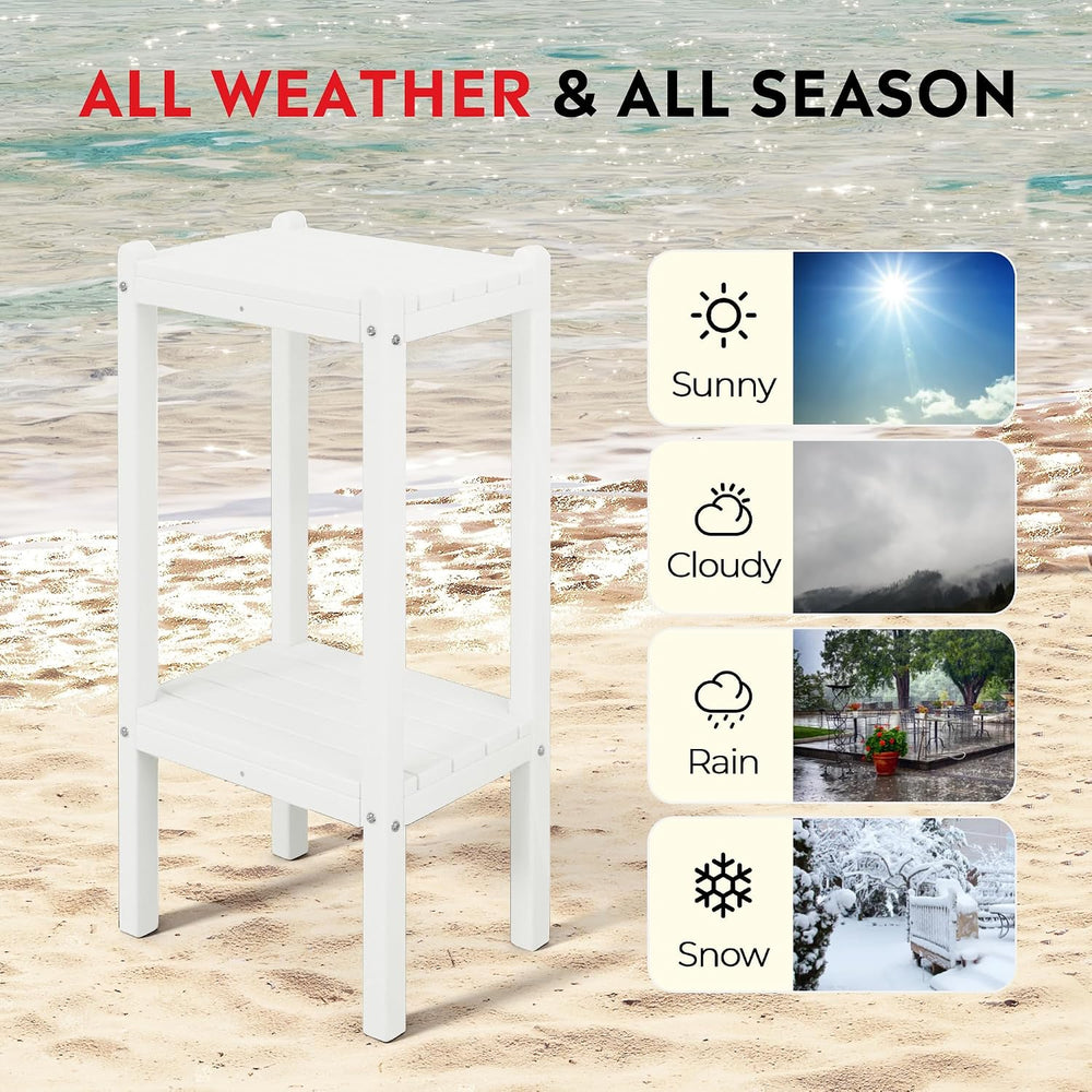 Costaelm Outdoor Side Table, 2-Tier Small Patio Coffee Tables for Outside, Ou...