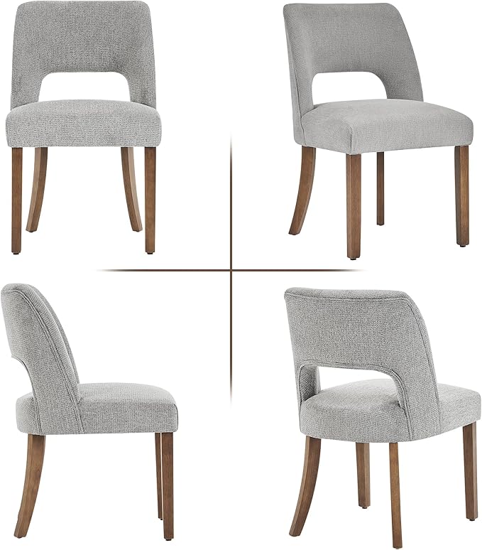 VKNOW Wooden Dining Chairs Set of 4, Modern Fabric Upholstered Dining Room Ch...