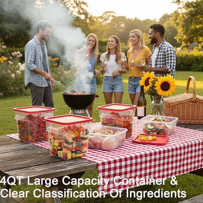4 Pack 4QT Food Storage Containers