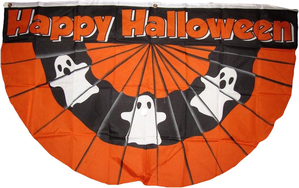Wholesale Lot 10 Pack 3x5 Happy Halloween Ghosts Ghost Bunting Fan Flag 3'...