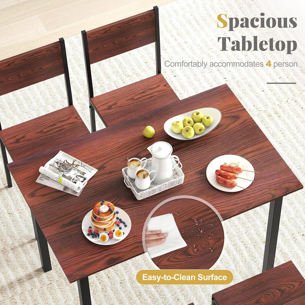 Giantex Dining Table Set for 4, 5-Piece Modern Kitchen Table and Chairs with ...