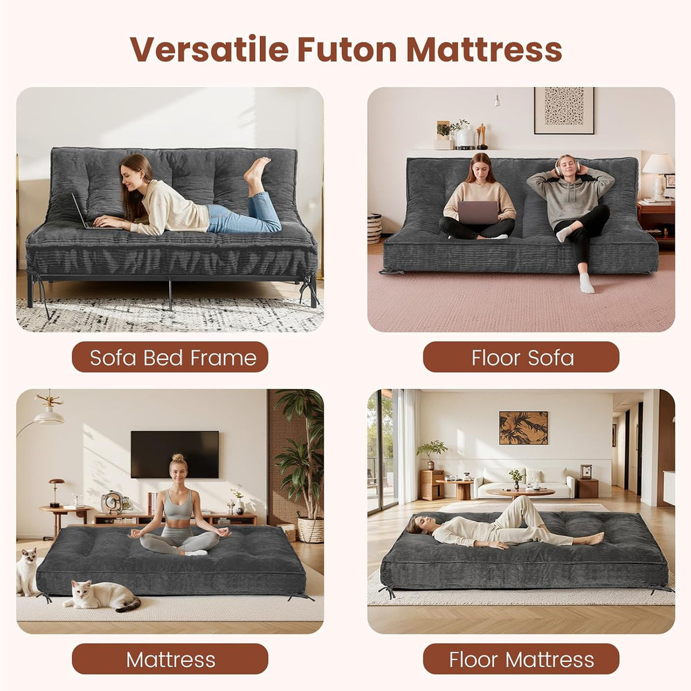 8" Futon Mattress Queen Size,Futons Sofa Couch Bed with Straps, Thick Co...