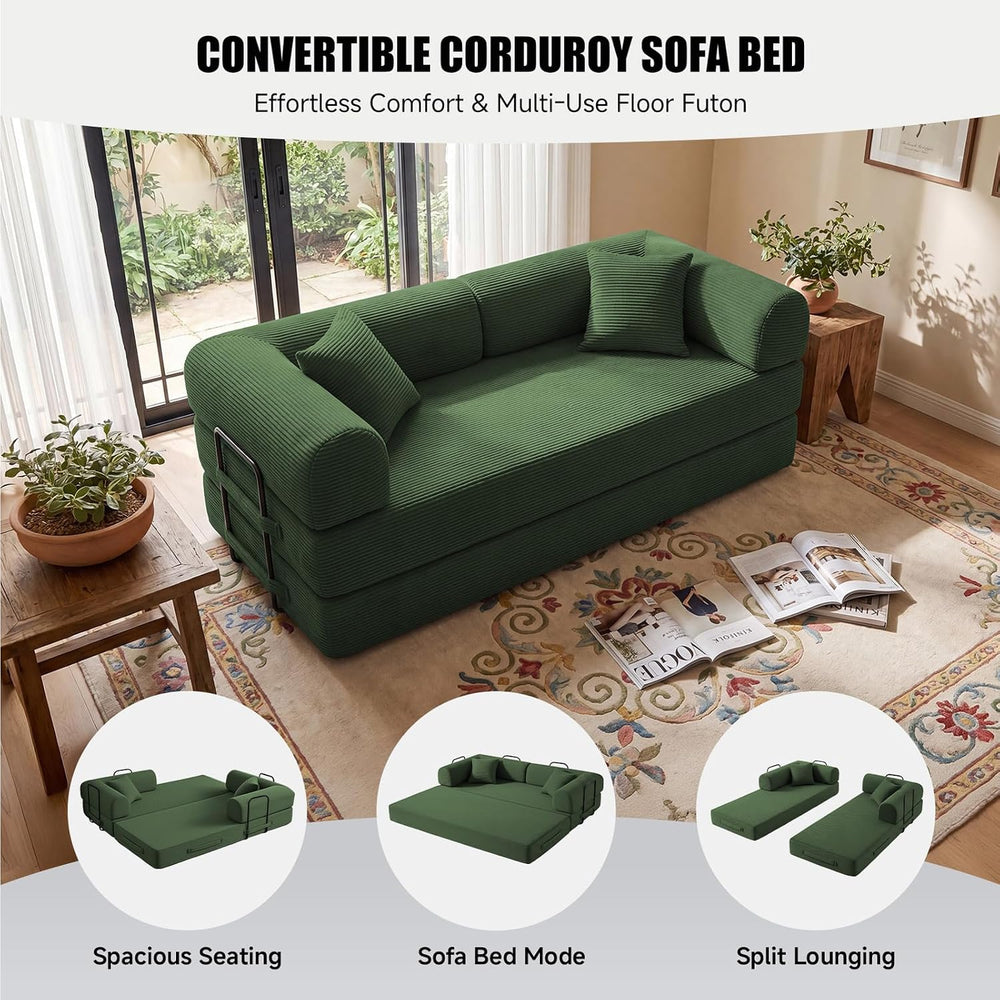 79" Convertible Futon Sofa Bed,5-in-1 Boneless Couch for Small Spaces
