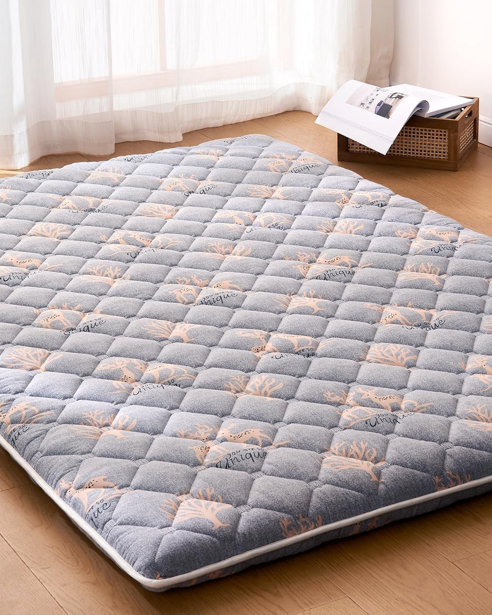 6th Generation Japanese Floor Futon Mattress - Extra-Thick 9-Layer Modern Fut...