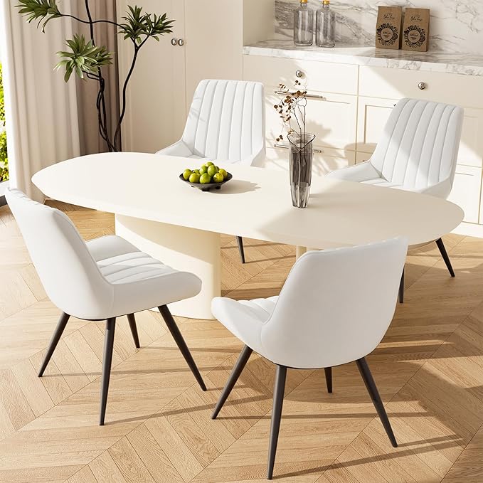Modern Dining Chairs Set of 4,Upholstered Dining Room Chairs with Thick Cushi...