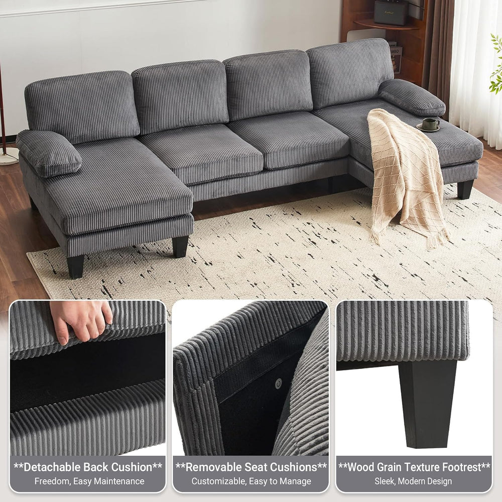 VINGLI 110" Sectional Couches for Living Room,U Shaped Couch with Double...