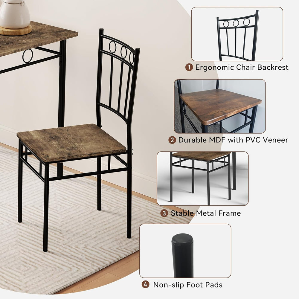 Vipbear Kitchen Dining Table Set for 4, 5-Piece Kitchen Table Set,Dining Room...