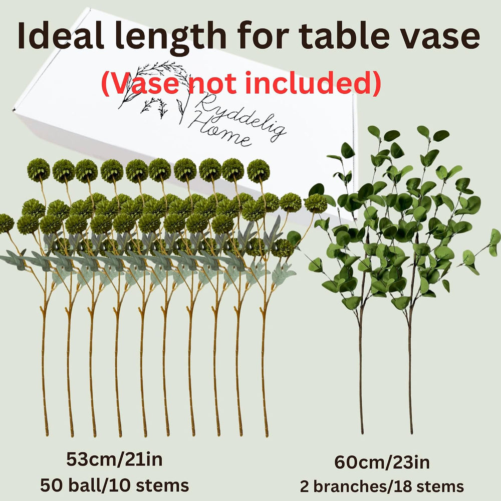 Green Flowers Artificial & Faux Greenery For Vase, Green Centerpieces