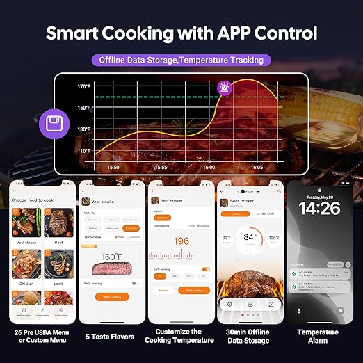 4-Probe Digital Meat Thermometer Wireless