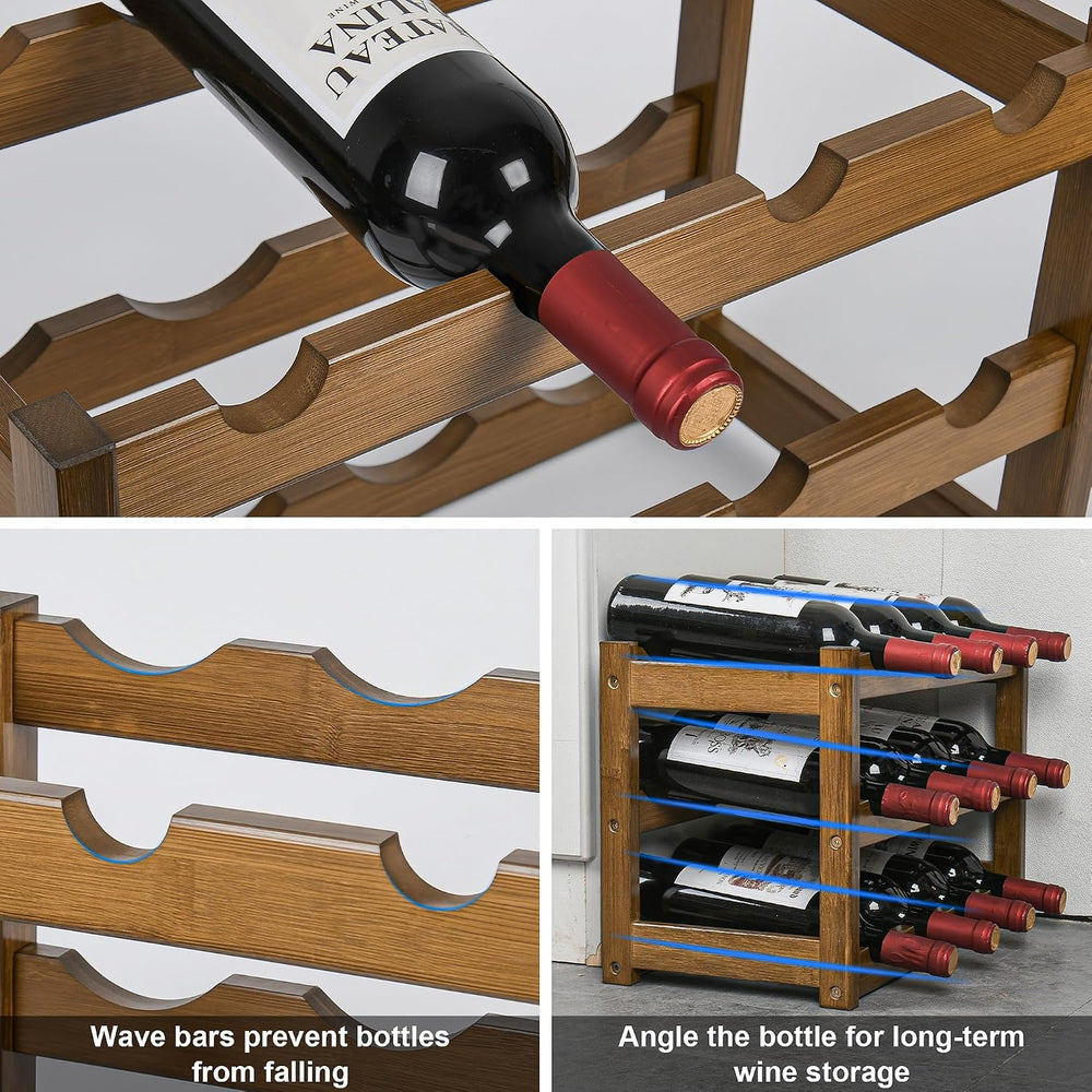 VASMIA Bamboo Wine Rack, Sturdy and Durable Wine Storage Cabinet Shelf, Wine ...