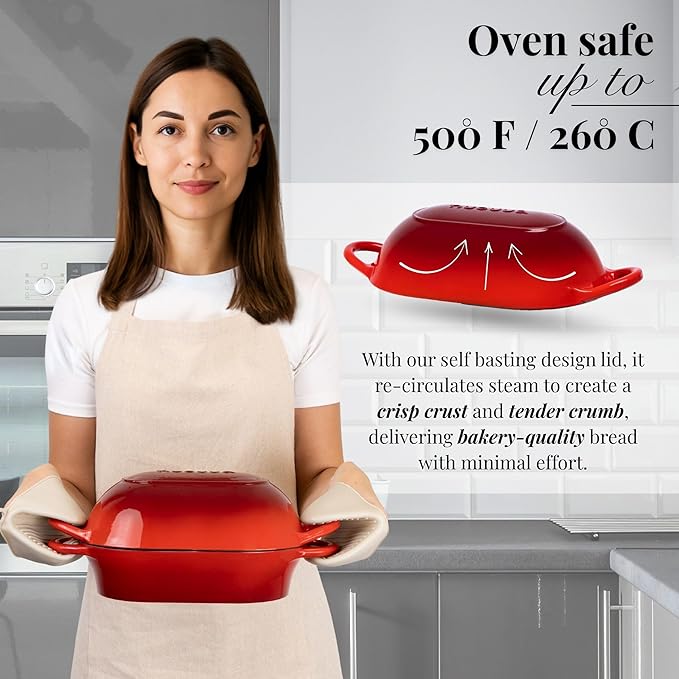Dutch Oven For Sourdough Bread Baking – Enamelled Cast Iron Bread Loaf Pot –