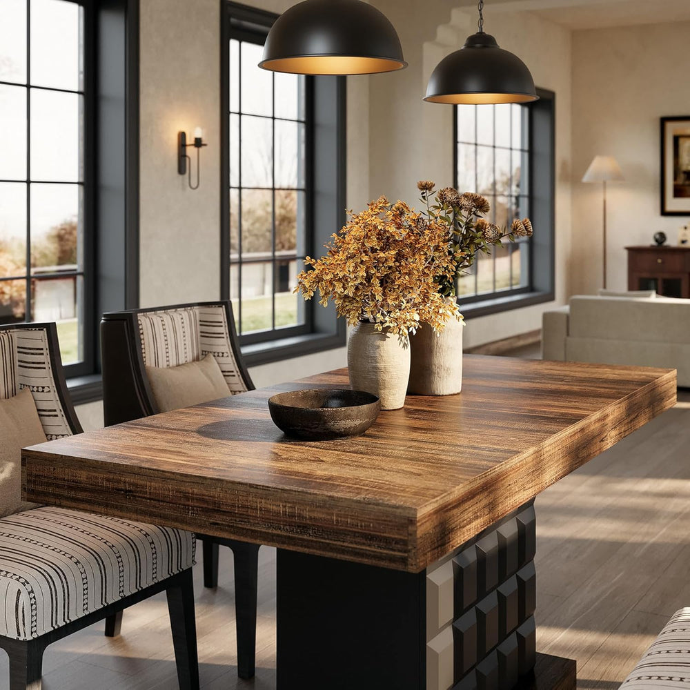 LITTLE TREE 63" Modern Dining Table, Rectangular Dinner Table for 4-6, F...