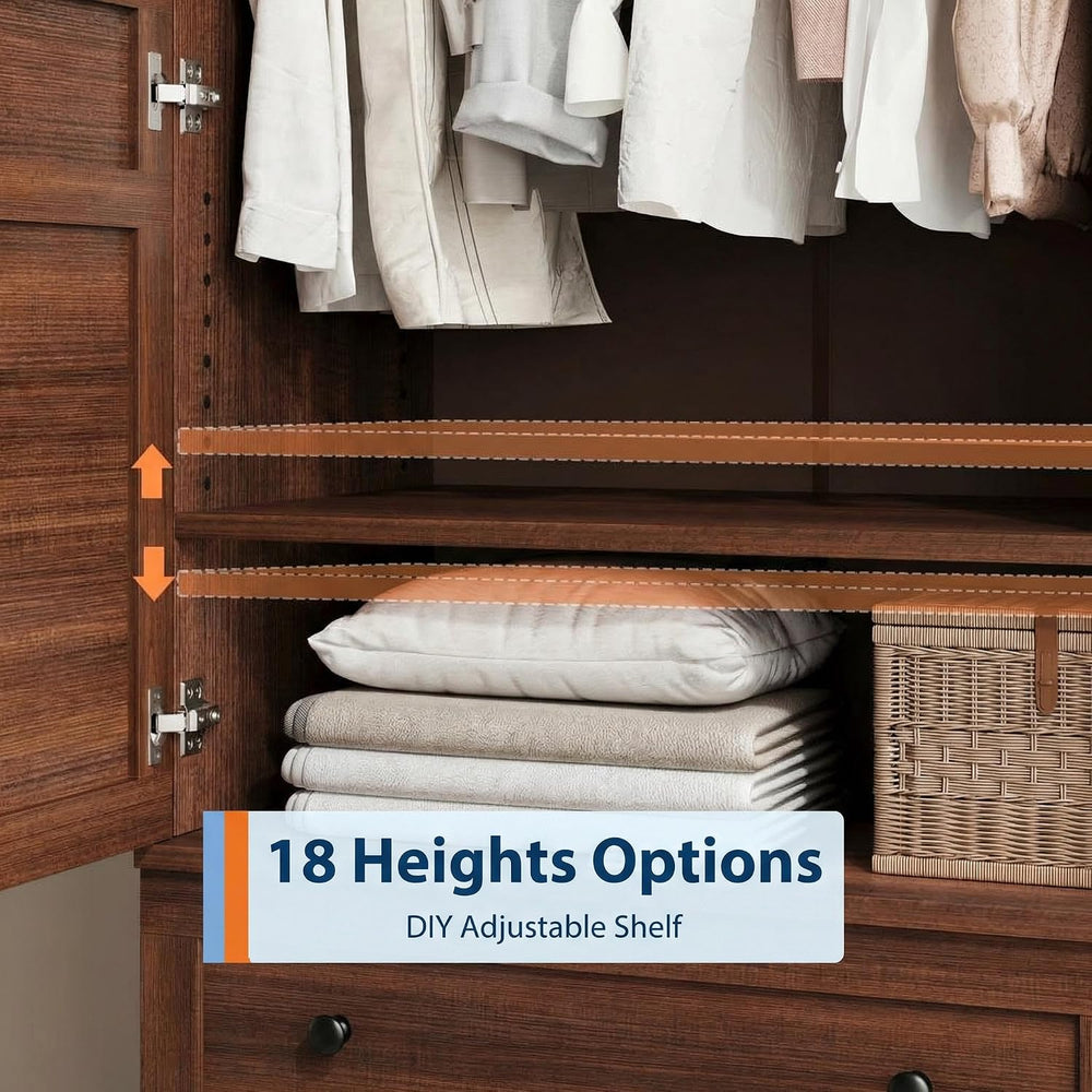 IDEALHOUSE 72" Armoire Wardrobe Closet with 2 Drawers, Heavy Duty Wooden...