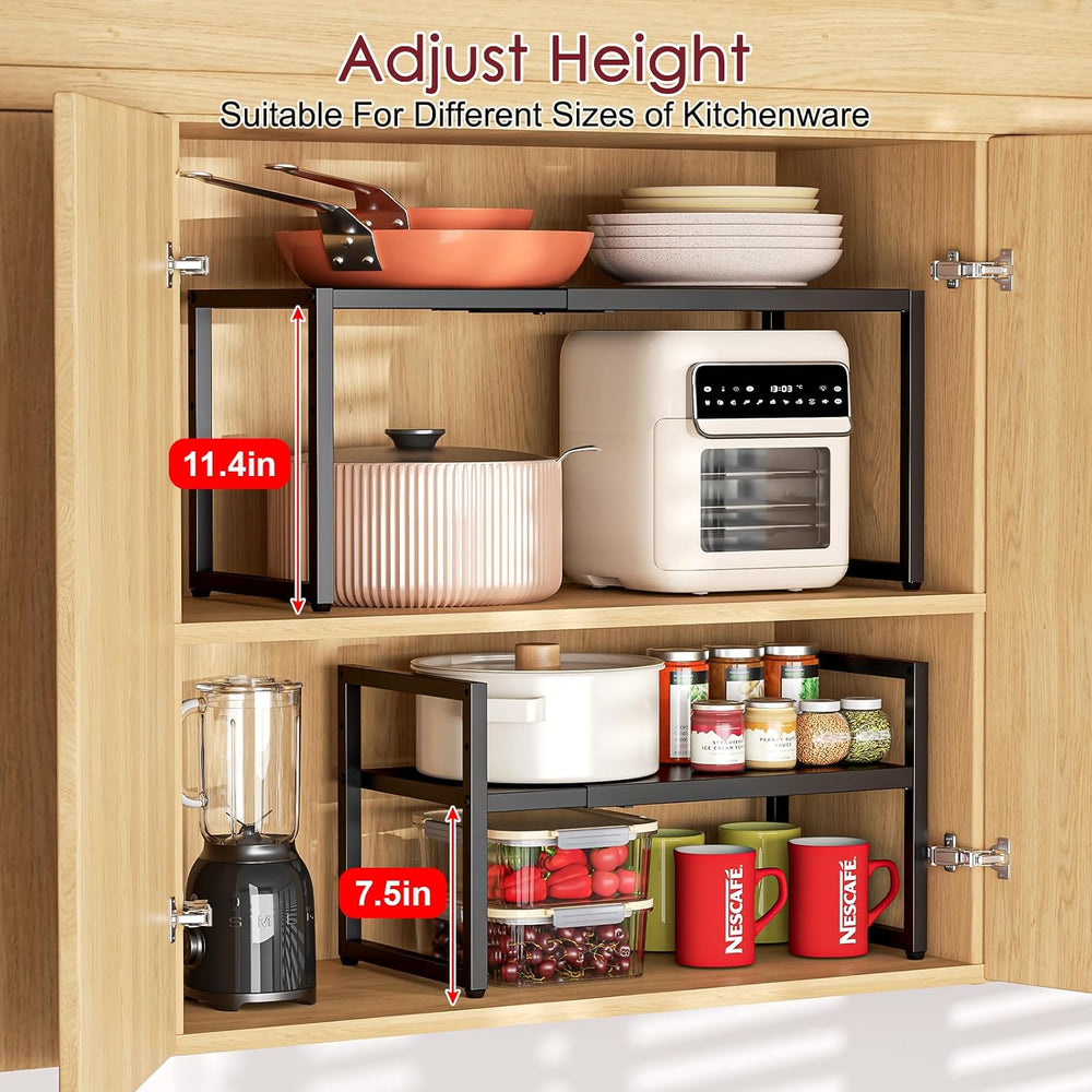 Expandable Kitchen Storage Shelves,110LBS Heavy Duty Metal Garage Shelving Un...