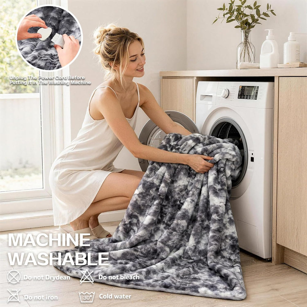 Electric Heated Blanket Throw Size 50"x60", Soft Sherpa Faux Fur He...