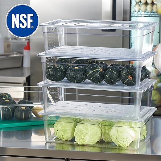CURTA 4-Pack Full Size 6" Deep NSF Polycarbonate Food Pans