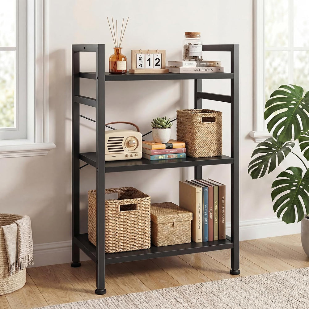 DUMOS 3 Tier Bookshelf, Home Office Bookcase Shelf Storage Organizer
