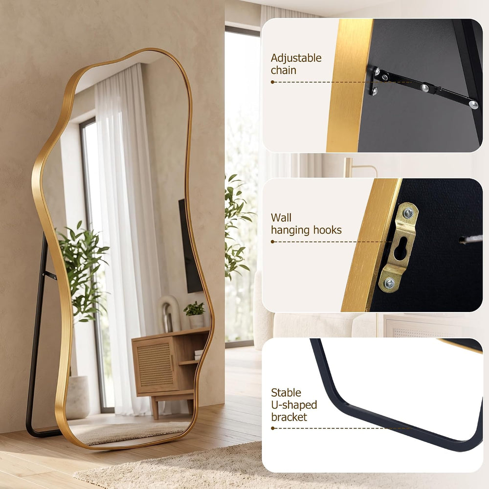 Irregular Full Length Mirror,Wavy Decorative Floor Mirror 62.2"ร22.8&quo...