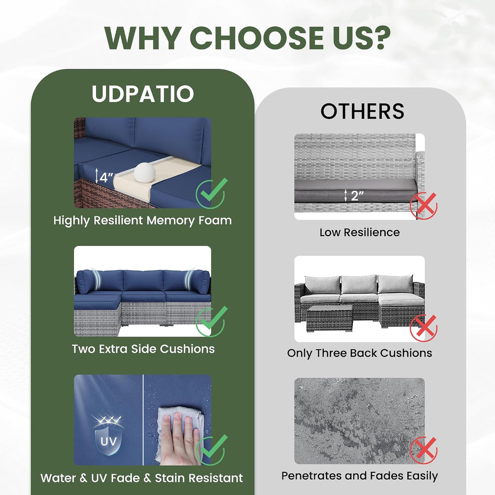 UDPATIO Patio Replacement Cushions for Outdoor Furniture, Water & Fade Re...