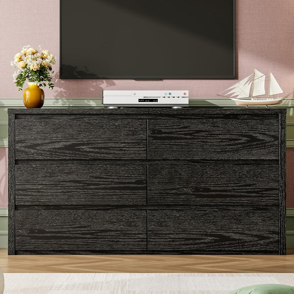 Garvee 6 Drawer Dresser for Bedroom, Wood Chest of Drawers Handle Free