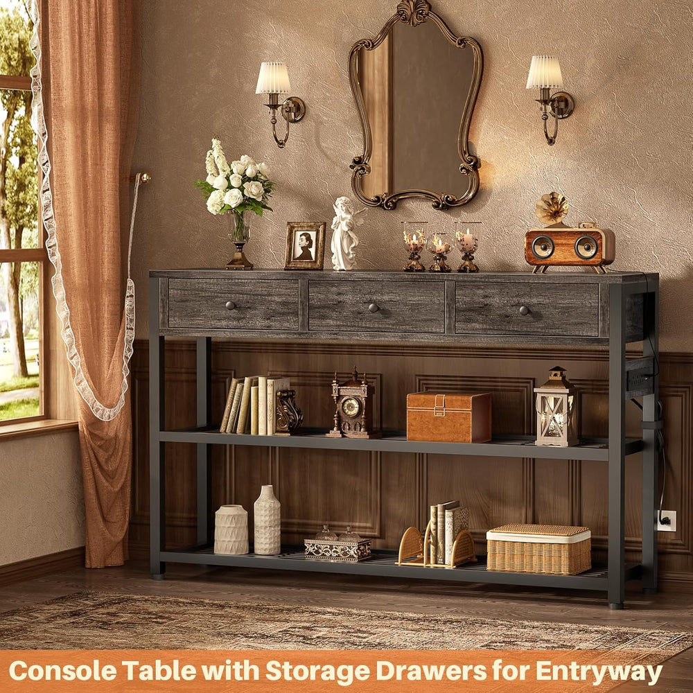 Ecoprsio 47'' Entryway Table with Outlets and USB Ports, Console Tabl...