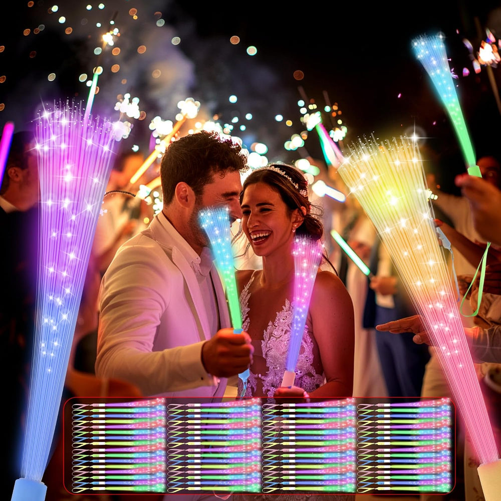 100 PCS Fiber Optic Wand,Glow Fiber Optic Wands,Glow in the Dark Party,Glow W...