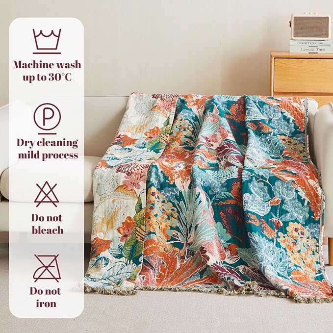 MSGKV Boho Throw Blanket for Bed Couch 100% Cotton Blanket 60"x80" ...