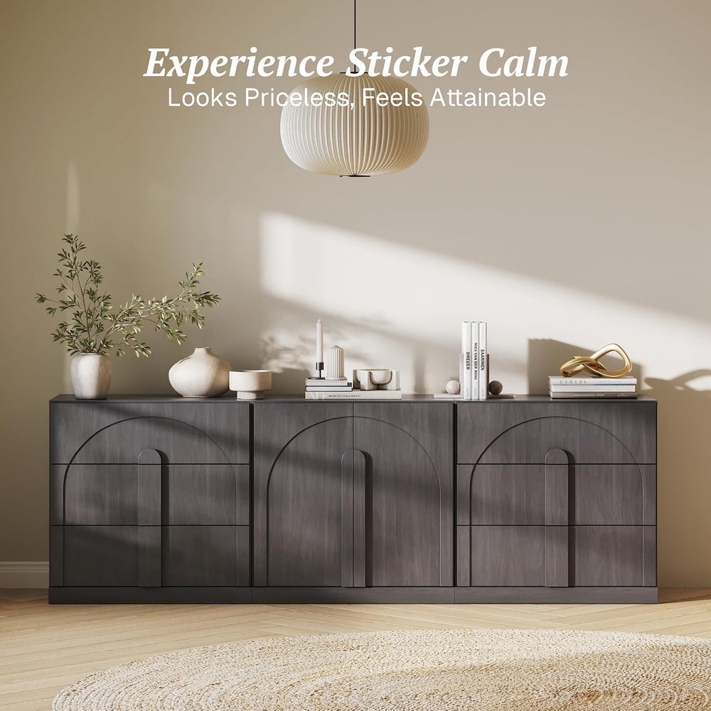 BELLEZE Bijou 3-Piece Modular Sideboard Buffet Cabinet - Ebony