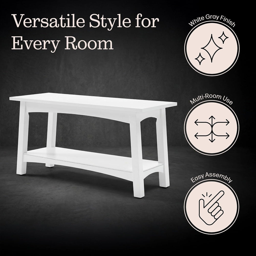 Alaterre Furniture Craftsbury Entryway Bench with Storage Shelf, White, 36”