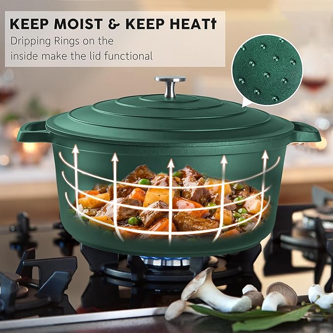 Large Dutch Oven Pot with Lid-7.5QT Cast Aluminum Oven Pot with Two Handles