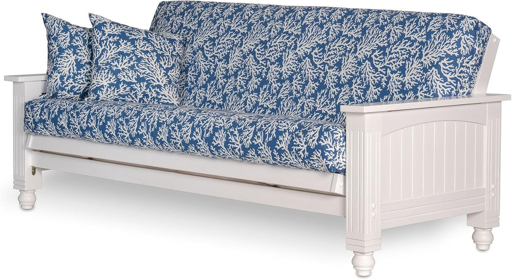 Nirvana Futons Cottage Futon Frame, Queen Size, Satin White Finish, Solid Woo...