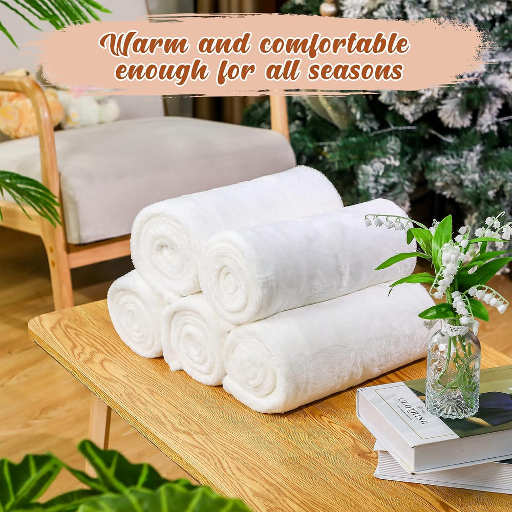 SmoothNovelty 18 Pcs Throw Blanket Bulk Gift for Wedding Guest,Cream White