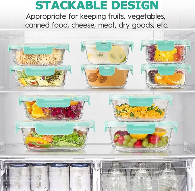 34pcs Glass Food Storage Containers