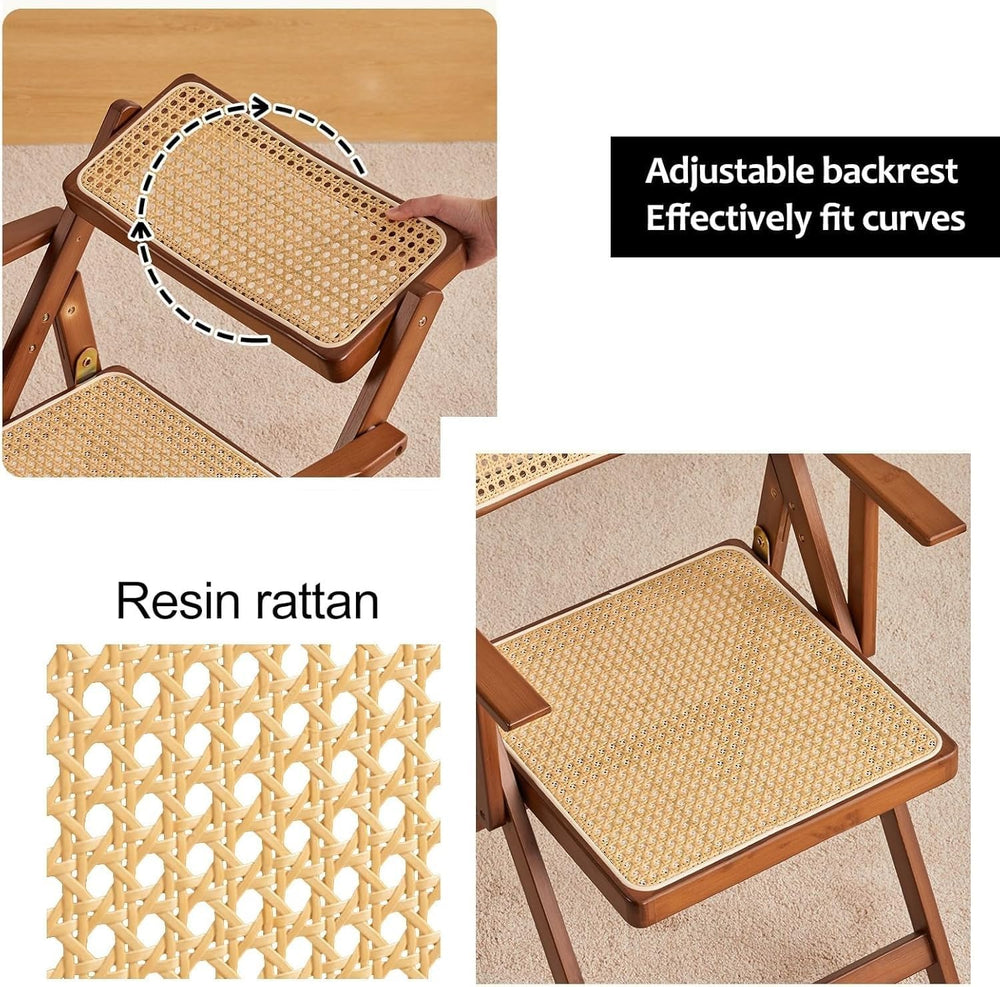 Rattan Dining Chairs, Modern Mid Century Folding Comfy Armchairs, Outdoor for...