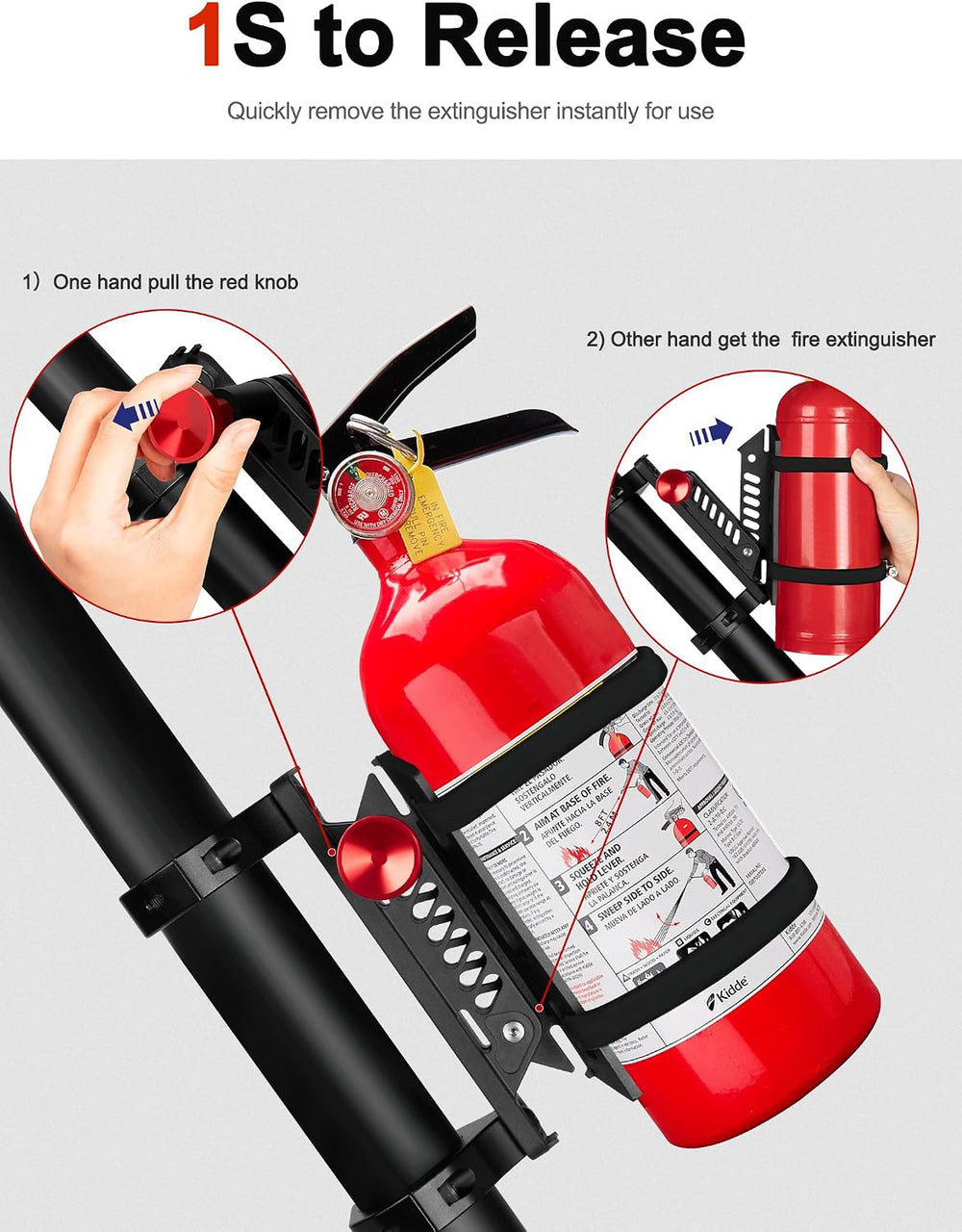 ZIDIYORUO UTV Fire Extinguisher Mount, Roll Bar Fire Extinguisher Holder
