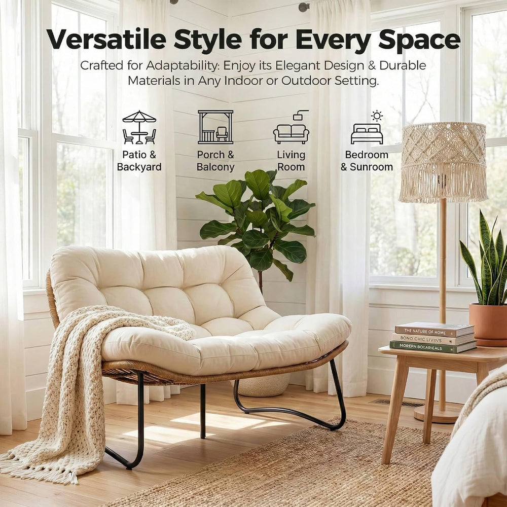 RADIATA Outdoor Patio Loveseat, Boho Lounge Couch with Comfy Thick Cushion