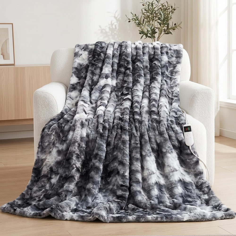 Electric Heated Blanket Throw Size 50"x60", Soft Sherpa Faux Fur He...