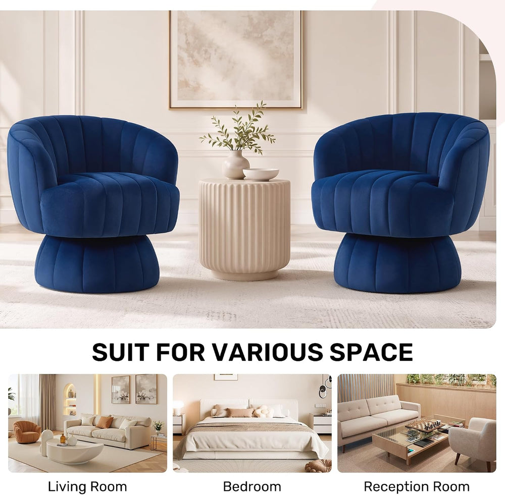 360ยฐSwivel Accent Barrel Chair, Cute Comfy Small Round Arm Chair, Club Readin...
