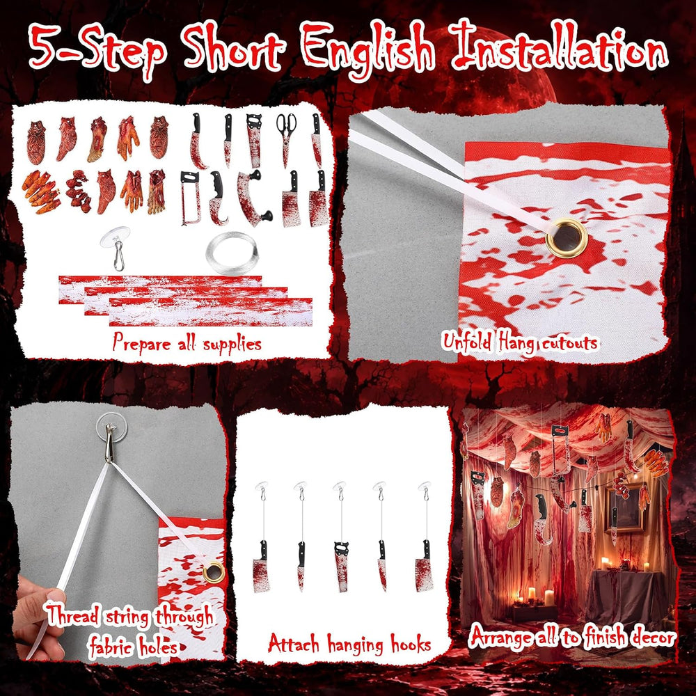111 Pcs Halloween Bloody Hanging Party Decoration for Ceiling
